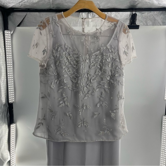 Bob Mackie Light Grey 3- piece Mother of Bride/ Groom dress with Jacket Size 10 - Picture 5 of 15